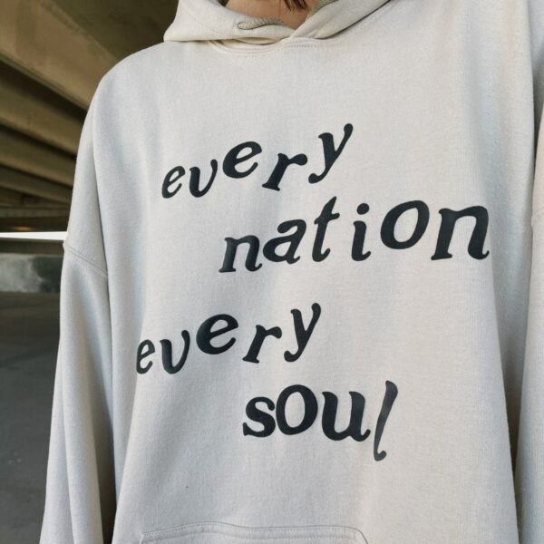 Every Nation Every Soul Puff-Print Hoodie , Daniel 7:14 , Sand ,