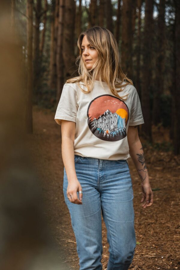 Unique Mountains T-Shirt For Women - Boho Shirt For Women - Gift Mountains Shirt For Women - Mountains Lover Gift - Sage Organic T-Shirt