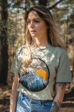 Unique Mountains T-Shirt For Women - Boho Shirt For Women - Gift Mountains Shirt For Women - Mountains Lover Gift - Sage Organic T-Shirt