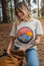 Unique Mountains T-Shirt For Women - Boho Shirt For Women - Gift Mountains Shirt For Women - Mountains Lover Gift - Sage Organic T-Shirt