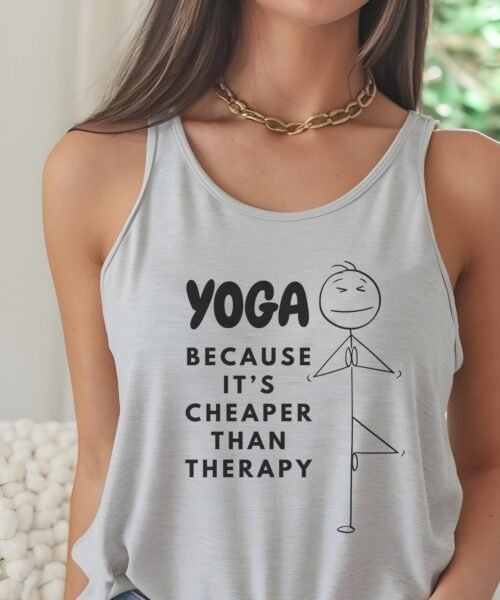 Yoga Because It'S Cheaper Than Therapy Women'S Tank Top, Racerback Tank, Fitness Workout Shirt, Gym Clothes, Yoga Lover Gift, Meditation Top